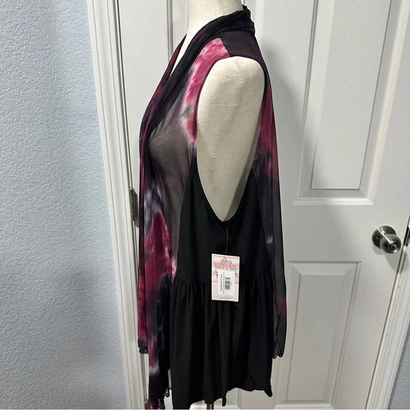 Zadie B's Size 2X Magenta Gray Sleeveless Cardigan Vest Modest kimono Layer - Picture 4 of 9